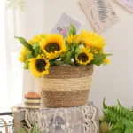 Straw Weaving Flower Plant Pot Basket Grass Planter Basket Indoor Outdoor Flower Pot Cover Plant Containers for Plantable Plants - Image 2