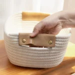 Woven Storage Basket Cotton Rope Key & Desk Organizer Home Storage Box with Foldable Design Perfect Home Decor & Space Saver