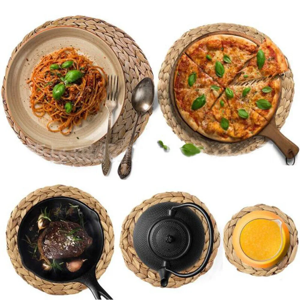 Natual Straw Weave Rattan Round Placemats Cups Mat Dining Table Home Decor Table Decoration Accessories Natual Straw Mats Pads 5 kf S91e56649fab543f38f3825e43e4ddb25Y