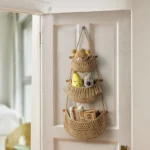 3-Tier Hanging Fruit Basket - Handwoven Jute Wall Organizer For Kitchen, Living Room & Bathroom Storage Hanging Fruit Basket - Image 2