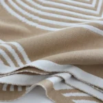 Soft Khaki Knitted Blanket Gray Bedspread Modern Geometric Decorative For Sofa Throw Warm Living Room Bedding Home Decorations - Image 3