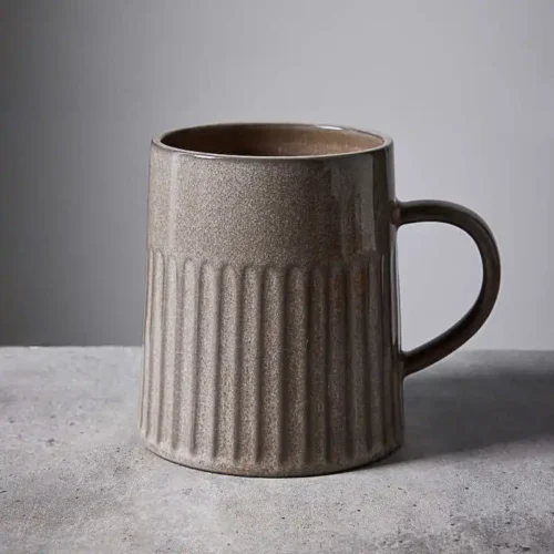 Retro Stripe 500 ml Ceramic Mug - Stylish Large Coffee Cup