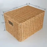 Hand-woven Storage Basket Rattan Storage Tray PP Rattan Basket Bread Fruit Food Breakfast Light Brown With Cover Storage Basket - Image 6