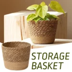 Straw Weaving Flower Plant Pot Wicker Basket Rattan Flowerpot Storage Basket Garden Flowerpot Handmade Woven Planter Basket - Image 4