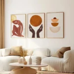 Neutral Boho Abstract Wall Art Trio | Modern Canvas Decor - Image 2