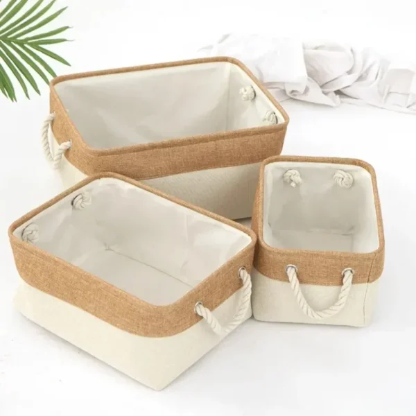 Linen and Cotton Foldable Storage Basket for Sorting and Organizing Miscellaneous Items Storage Baskets Woven Basket