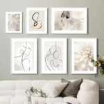Scandinavian Minimalist Wall Art Abstract Lines Couple Woman HD Canvas Poster Prints Home Bedroom Living Room Decoration - Image 3