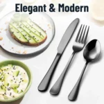 Black Silverware Set, 24-Piece Mirror Polished Flatware Set for 6, Food-Grade Stainless Steel Cutlery Set, Includes Spoons Forks - Image 2
