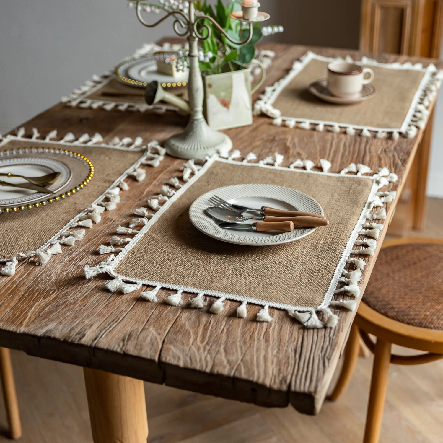 2 PCS Braided Placemats Heat Resistant Jute Table Mats Farmhouse Woven Fabric Natural Place Mats for Decorations Indoor Outdoor 42 kf S960328e2f18645848ab10e39cd3662b48
