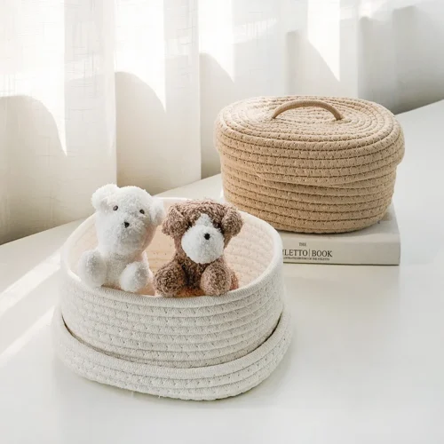 Chic Cotton Oval Storage Box for Craft & Cosmetic Organization