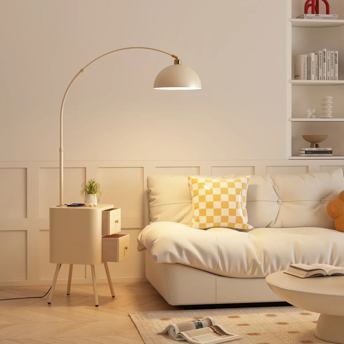 Wireless Charge Led Floor Lamp for Living Room Sofa Side with Shelf Standing Lamps Remote Control Dim Rading Table Lights - Image 1