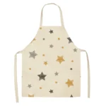 Stylish Geometric Linen Apron for Family Cooking Fun - Image 5