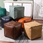 Modern Non-Slip Storage Stool Waterproof Large Capacity PU Leather Ottoman Thicken Stackable Unstuffed Cushion Cover Home - Image 2