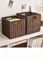 New Foldable Storage Box Imitation Rattan Woven Lattice Cabinet Storage Basket Sundries Snacks Clothes Toys Woven Storage Basket - Image 2