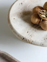Retro Natural Marble Tray Decorative Fruit Bowl Vintage Travertine Stone Jewelry Perfume Plate with Three-legs Home Decoration - Image 4