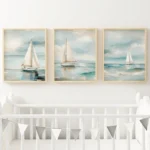 Nautical Sailboat Canvas Art - Retro Ocean Wall Decor