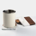 Sleek Acacia & Marble Coasters Set – Heat-Resistant Elegance - Image 2