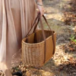 Large Handwoven Storage Basket for Shopping, Outdoor Use with Lid As Gift, Shelf Baskets Storage Baskets