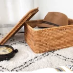 Hand-Woven Rattan Laundry Basket with Cover Large Clothing Sundry Books Primary Color Storage Basket Home Supplies - Image 2