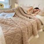 Cozy Sherpa Fleece Blanket - King/Queen Thermal Throw for Ultimate Warmth