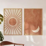 Bohemian Sun & Moon Canvas Art Set for Modern Decor - Image 3