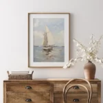 Serene Nautical Canvas Art - Classic Sailboat Seascape Decor - Image 4