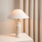 Italian Designer Marble Table Lamp Creative Iron Lampshade Bedside Living Room Decoration Item Luxury Desk Light Stone Base - Image 4