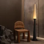 2025 Floor Lamp Wooden Black Wood Standing Light for Living Room Bedside Decoration Fabric Lampshade Standard Mood Light - Image 4