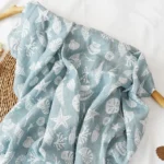 100% Cotton 120*110cm 2 Layers Newborn Baby Bath Towel Wrap Muslin Swaddle Blankets