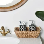 Charming Hand-Woven Wicker Basket with Wooden Handle - Water Hyacinth Storage for Bathroom, Home Organization & Decor - Image 5