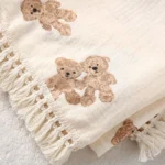 Cute Bear Muslin Squares Cotton Baby Blanket for Newborn Plaid Infant Swaddle Blanket Babies Accessories Bed Summer Comforter - Image 4