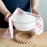 Charming Red & White Plaid Cotton Tea Towel for Festive Flair - Image 5