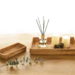 Handwoven Rattan Storage Basket Square Wicker Tray Picnic Basket Bread Food Plate Fruit Cake Sundries Box Home Desk Decor S/M/L - Image 2