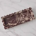 Natural Stone Purple Red Travertine Marble Sundries Plate Lace Rectangle Storage Scalloped Tray Home Decoration - Image 2