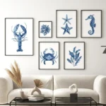 Nautical Canvas Prints: Coastal Seahorse & Lobster Art