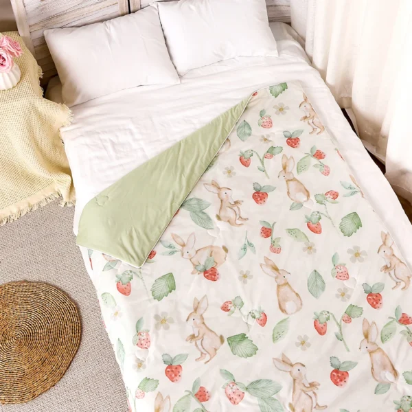 HappyFlute 150x110cm Double-Sided Skin-Friendly Soft Baby Blanket Soothing Cool Summer Quilt for Infants