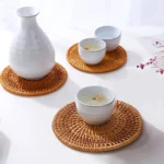 Natural Rattan Woven Placemat Round Table Mat Insulation Coasters Pot Coffee Placemats Pad Anti-Slip Table Mats Handicraft - Image 4
