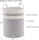 Stylish 58 L Cotton Rope Laundry Basket for Toys & Blankets - Image 2