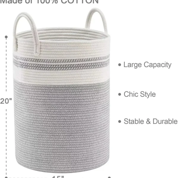 Stylish 58 L Cotton Rope Laundry Basket for Toys & Blankets