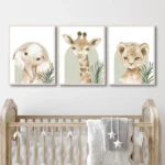 Nordic Modern Cute Animal Elephant Giraffe Cat Prints Canvas Painting Poster For Living Room Play Room Kids Room Home Decor