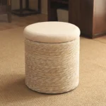 Imitation Rattan Low Stool Japanese Style Storage Stools for Shoe Changing Handwoven Sofa Pouf Stylish Home Hallway Ottoman - Image 6