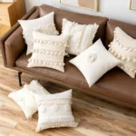 Lace Ball Tassels Cushion Cover 30X50/45X45cm Northern Europe Cotton Simple Throw Pillow Case For Lliving Room Home Decoration