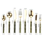 Luxurious Gold-Plated Olive Green Stainless Steel Cutlery Set - Image 3