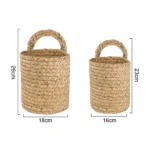 Garden Plant Flower Pot Handmade Rattan Storage Basket Foldable Seagrass Straw Hanging Woven Handle Toy Storage Container 1Pc - Image 4