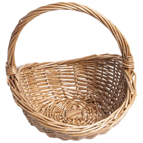 Wicker Picnic Basket Handle Empty Gift Basket Fill Open Top Market Harvest Baskets Garden Fruit Candy Wine Egg Gathering