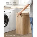 Laundry Hamper with Lid, Bamboo Laundry Basket, Removable Machine Washable Laundry Basket, with Handles - Image 5