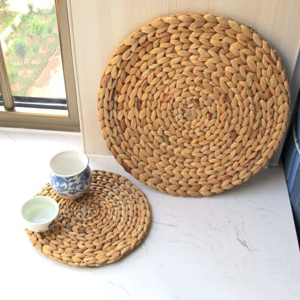 Natual Straw Weave Rattan Round Placemats Cups Mat Dining Table Home Decor Table Decoration Accessories Natual Straw Mats Pads 7 kf Sa169a1d1db0f41d69f1bb8b6e084f15fN