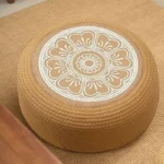 Rattan Ottoman Waterproof Outdoor Ottomans Floor Cushions For Seating Poolside Deck Porch Exterior Coastal Home Living - Image 3