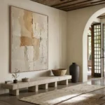 3D Beige Large Canvas Abstract Handmade Oil Painting Brown Simple Wall Art Textured Geometric Art Wall Decor Living Room Decor - Image 2