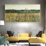 Wildflower Field Landscape Oil Canvas Painting Print, Vintage Landscape Boho Art Poster Print Country Field Wall Art Home Decor - Image 2